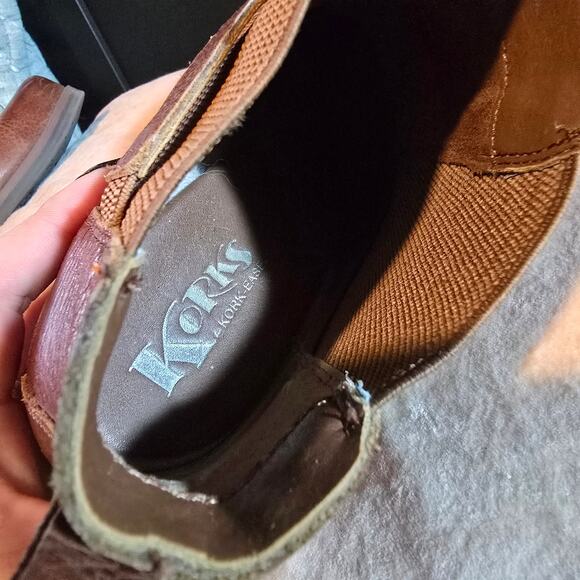 Korks by Kork-Ease brown chunky heel strap leather ankle boots booties size 9.5 - Picture 12 of 12